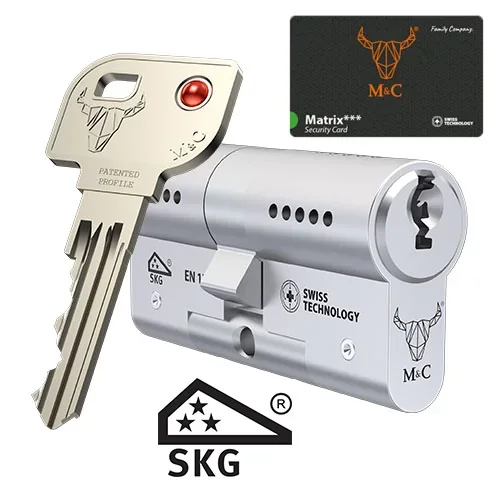 M&C Matrix veiligheidscilinder met sleutel en SKG driesterren keurmerk