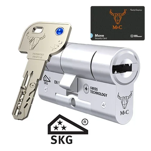 M&C Move veiligheidscilinder met sleutel en SKG driesterren keurmerk